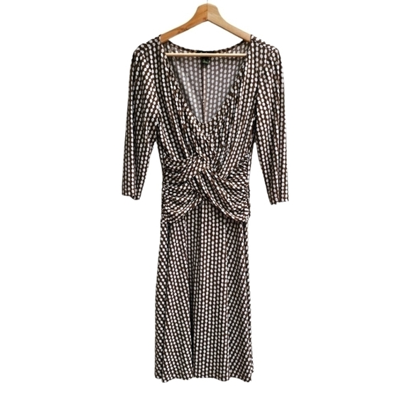 Cartise Dress Fit and Flare Fitted Brown and White Polkadot Dress, Size Medium - Picture 1 of 11